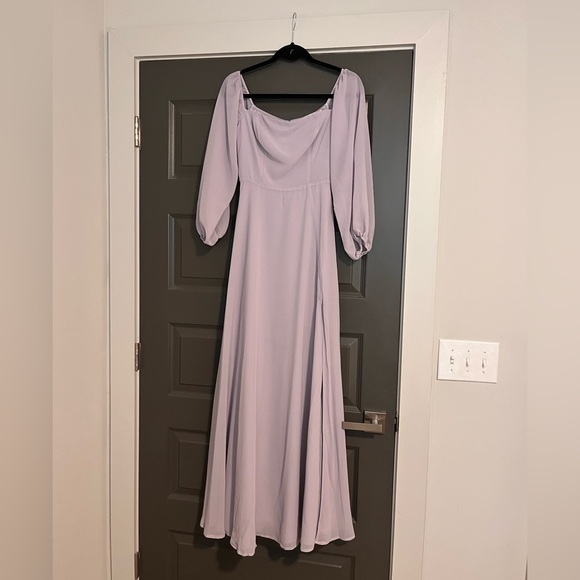 NEW ASTR Lucinda Square Neck Long Sleeve Maxi Dress in Dusty Lavender S - Picture 6 of 14